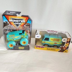 Mystery Machine Die-cast Scooby Doo Lot - Monster Jam Truck & Jada Toys Van New